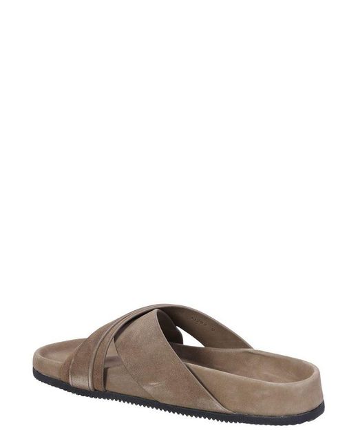 TOM FORD logo-plaque suede slides - Brown