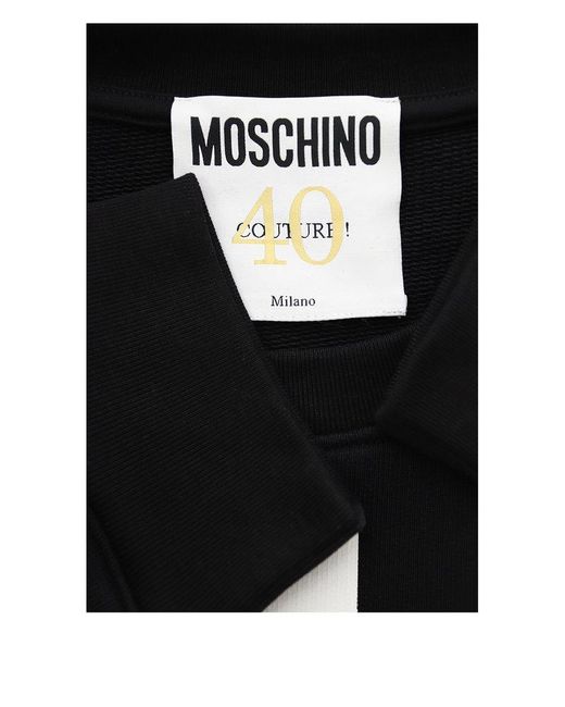Moschino Black Slogan-printed Crewneck Sweatshirt for men