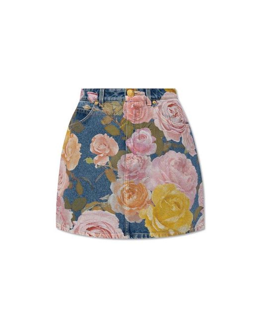 Balmain Multicolor High-waisted Denim Skirt,