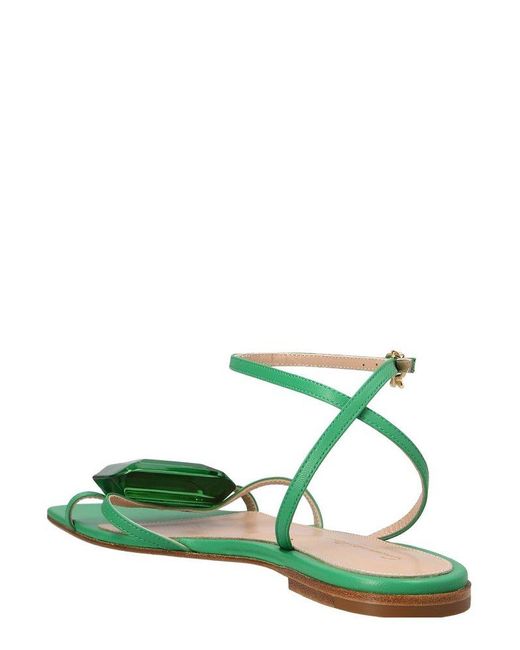 Gianvito Rossi Green Jaipur Embellished Ankle Strap Sandals