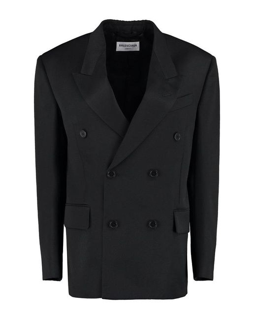 Balenciaga Wool Double-breasted Jacket in Black | Lyst UK