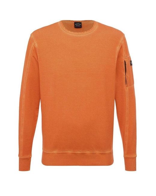 Paul & Shark Orange Long-sleeved Crewneck Sweatshirt for men
