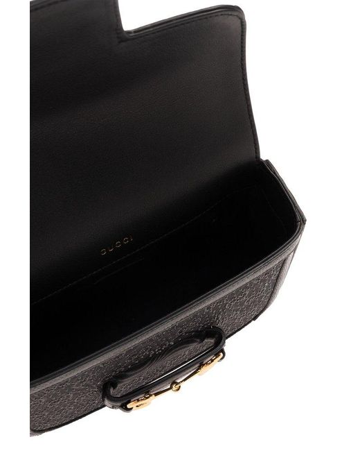 Gucci Black '1955 Horsebit Mini' Shoulder Bag