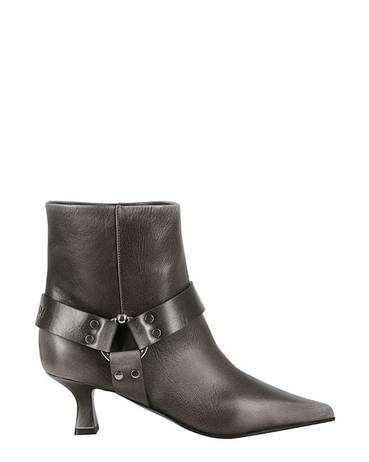 3Juin Brown Kitten Heel Ankle Boots