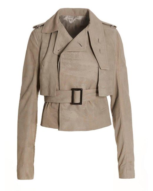 Rick Owens Natural Belted Trench Jacket