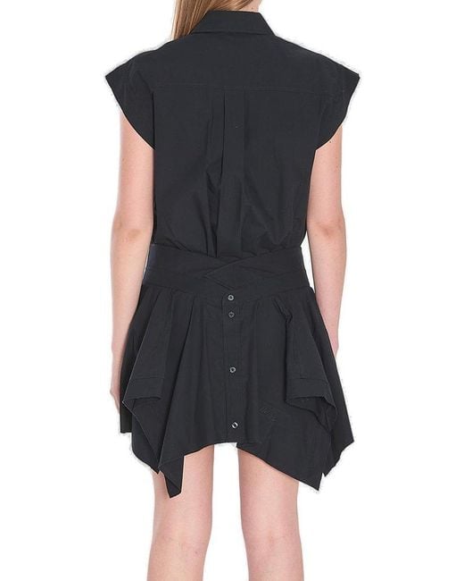 Alexander Wang Black Short-Sleeved Mini Shirt Dress