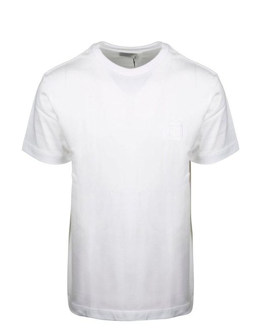 Dior White Logo Detailed Crewneck T-shirt for men