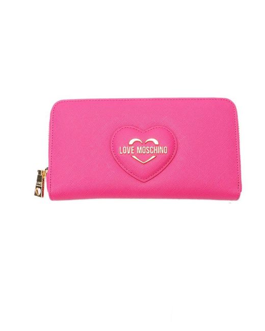 Love Moschino Pink Logo-plaque Zipped Continental Wallet