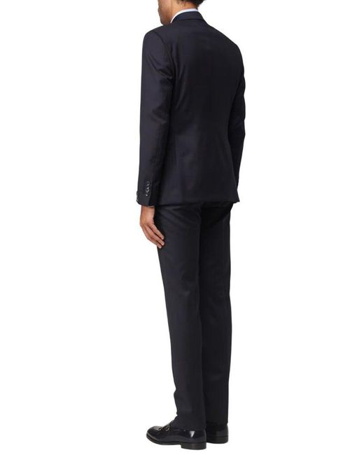 Tagliatore Black Double-Breasted Tailored Suit for men