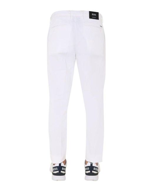 Boss White Straight-Leg Chino Pants for men