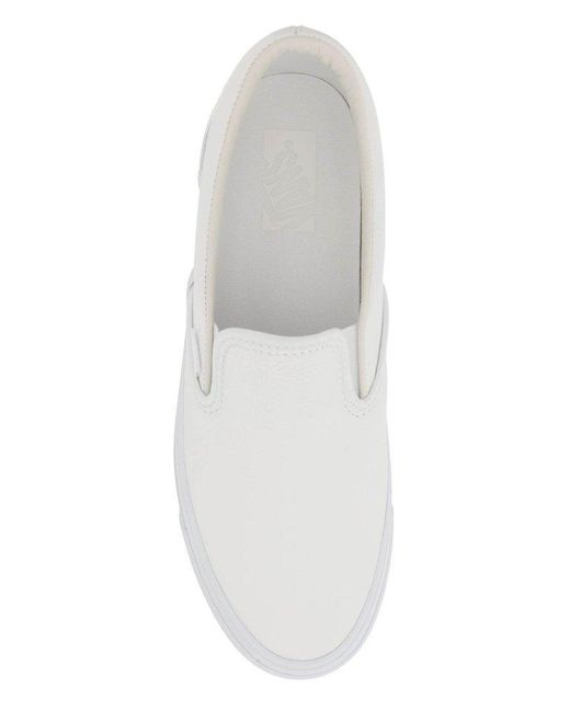 Vans White Logo Patch Slip-on Sneakers