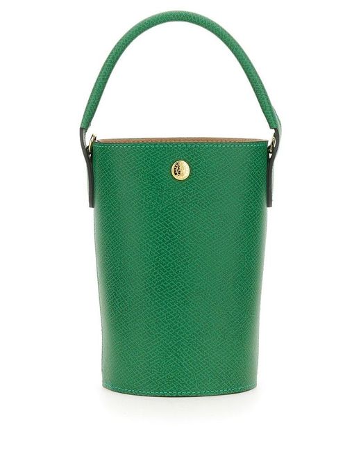 Longchamp Green Logo Embossed Bucket Bag