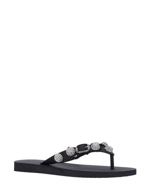【BALENCIAGA】 Cagole crystal-embellished thong sandals Women's Cagole Thong Sandal in Black/crystal | Balenciaga US