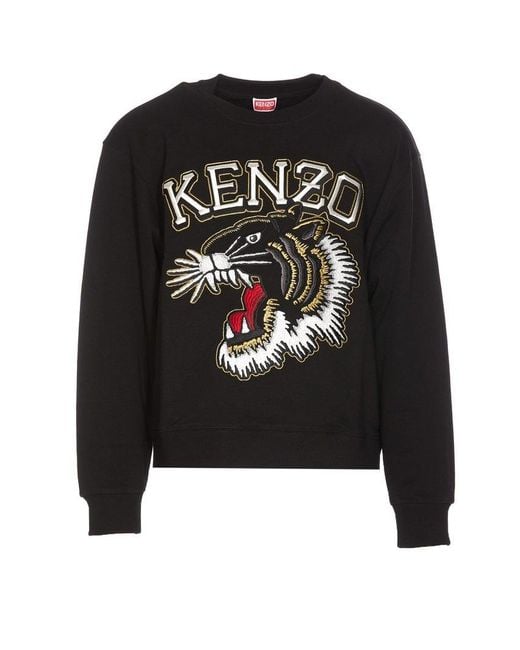 KENZO Black Tiger Varsity Embroidered Sweatshirt for men
