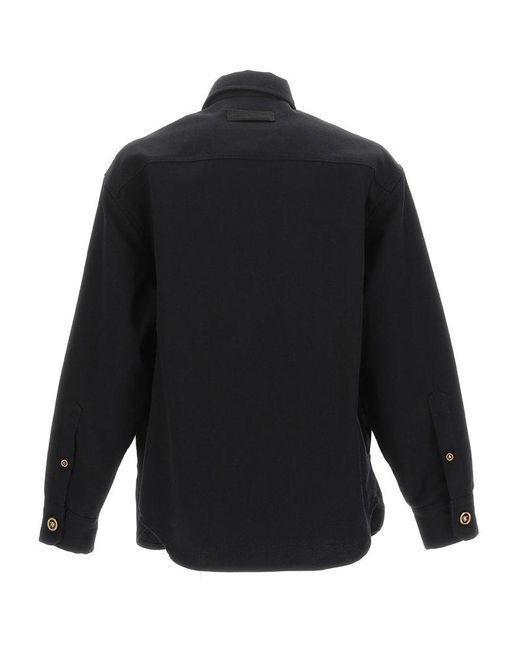 Versace Black Medusa Head-motif Long-sleeved Button-up Jacket for men