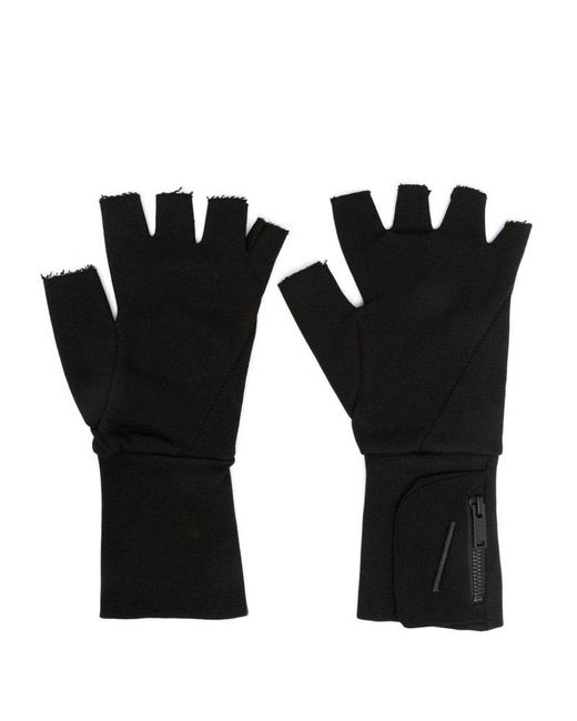 Thom Krom Black Fingerless Gloves With Zipper for men