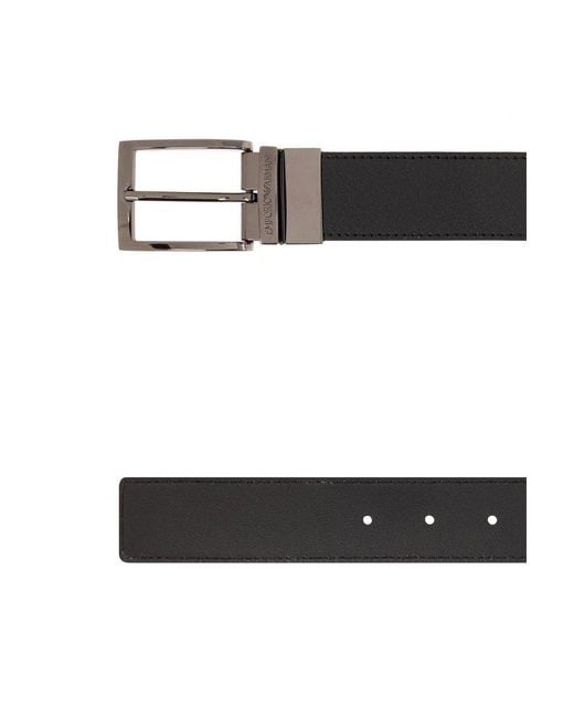 Emporio Armani Black Leather Belt for men