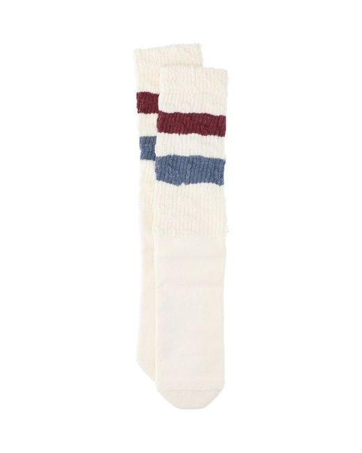 Golden Goose Deluxe Brand White Striped Rib-knitted Ankle Socks for men