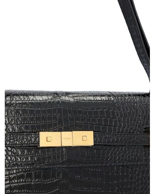 Saint Laurent Black Manhattan Embossed Shoulder Bag