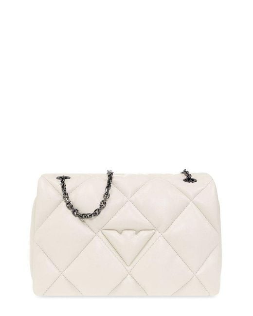 Emporio Armani Natural Foldover Top Quilted Shoulder Bag