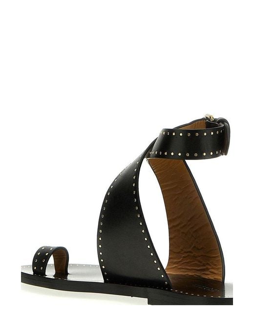 Isabel Marant Black Cross-strap Studded Open-toe Sandals
