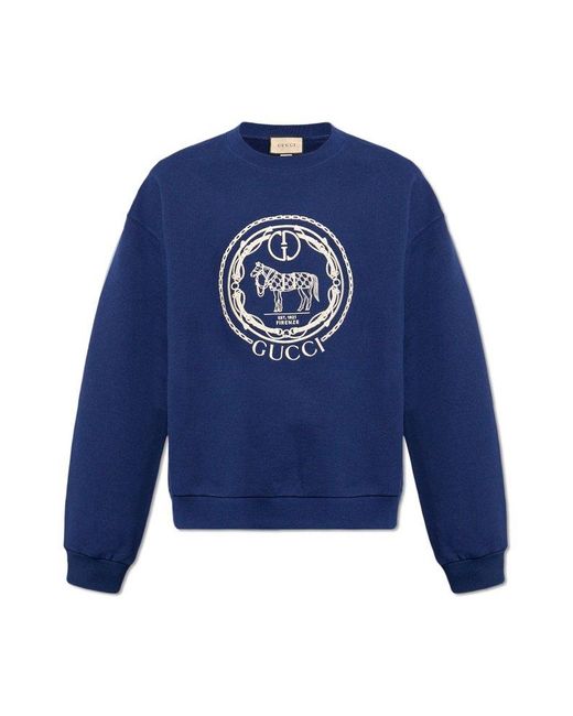 Gucci Blue Sweatshirt With Logo, for men