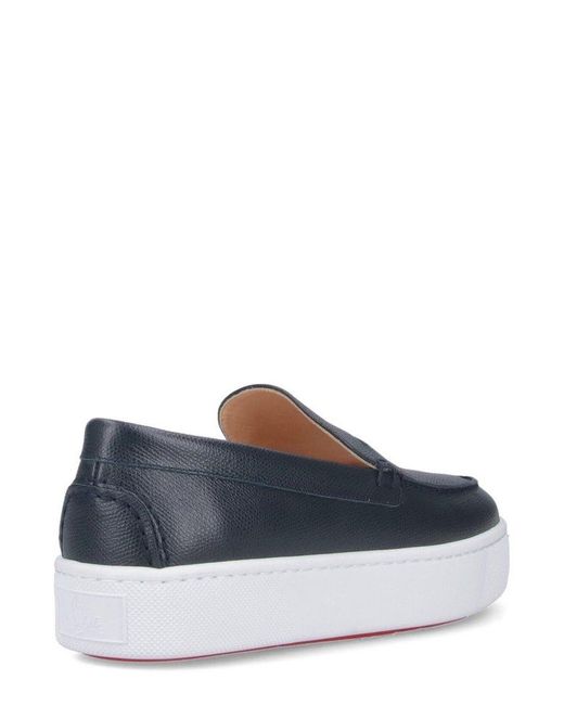 Christian Louboutin Blue Almond Toe Slip-On Sneakers for men