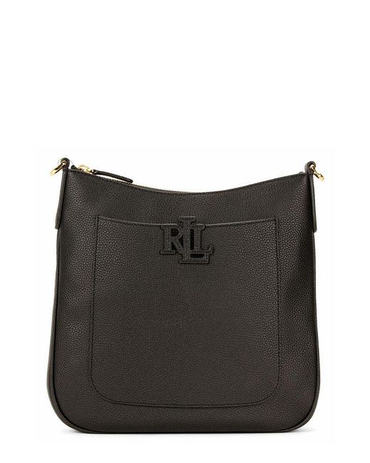 Ralph Lauren Black Large Cameryn Logo Patch Crossbody Bag