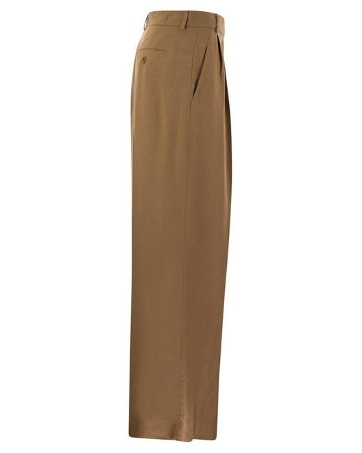 Weekend by Maxmara Natural Diletta Viscose And Linen Flared Trousers