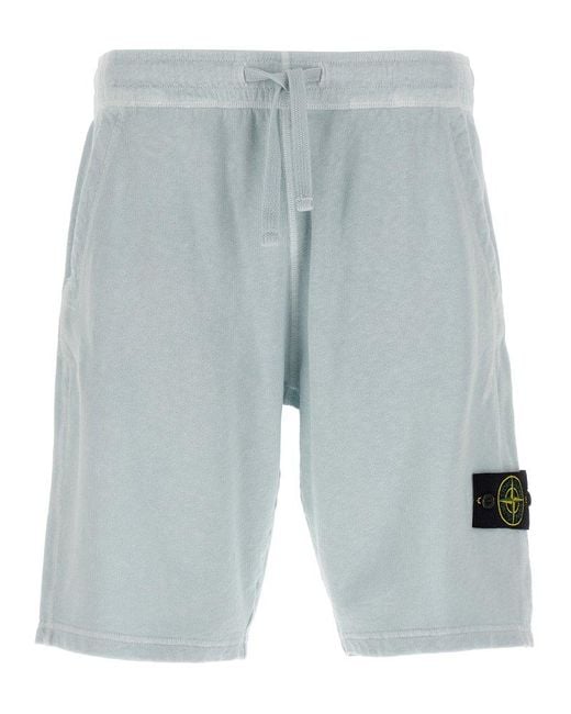 Stone Island Blue Logo Badge Bermuda Shorts for men