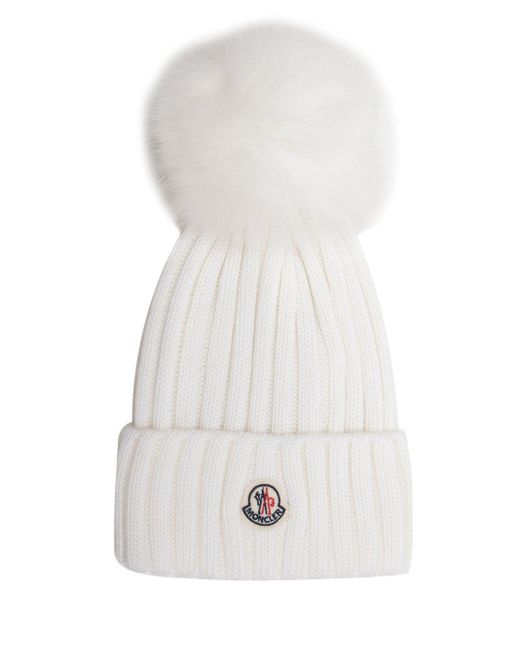 Moncler White Pompom Hat