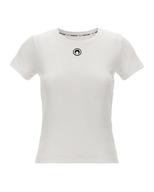 MARINE SERRE White Logo Embroidery T-Shirt