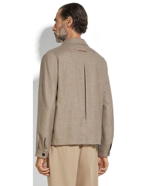Zegna Natural Button-Down Shirt Jacket for men