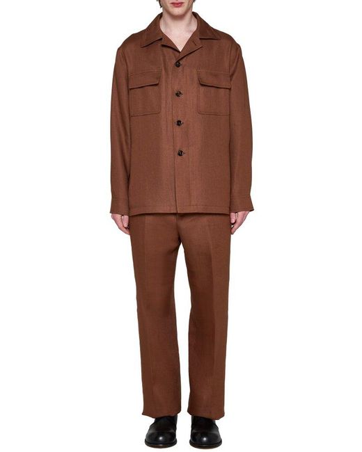 Tagliatore Brown Linen Trousers for men