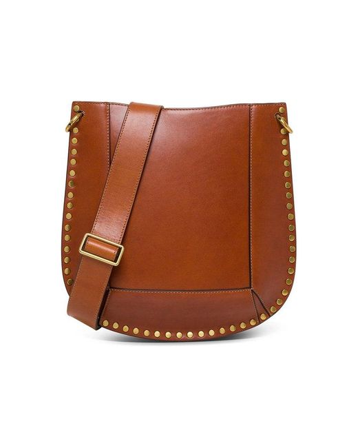 Isabel Marant Leather Oskan Stud-embellished Crossbody Bag in Brown ...