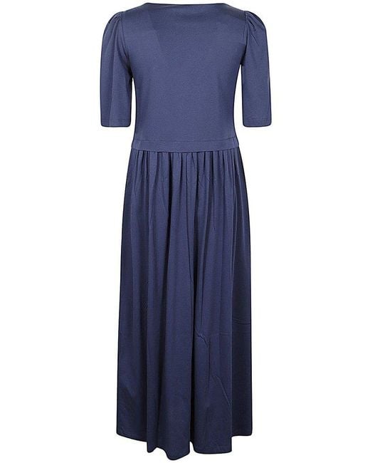 Weekend by Maxmara Blue Pleated Short-sleeved Dress