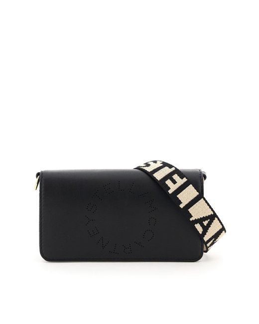 Stella McCartney Black Faux Leather Perforated Logo Mini Crossbody Bag -  Yoogi's Closet