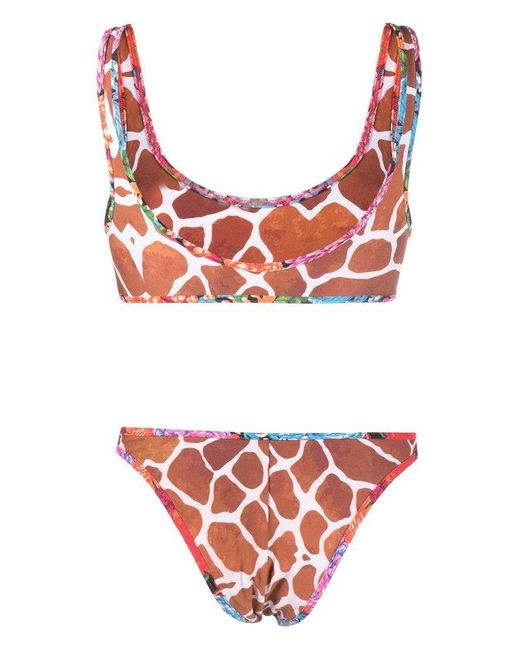 Reina Olga Pink Giraffe Print Two-piece Bikini Set