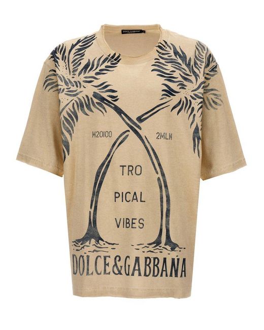 Dolce & Gabbana Natural Printed T-shirt for men