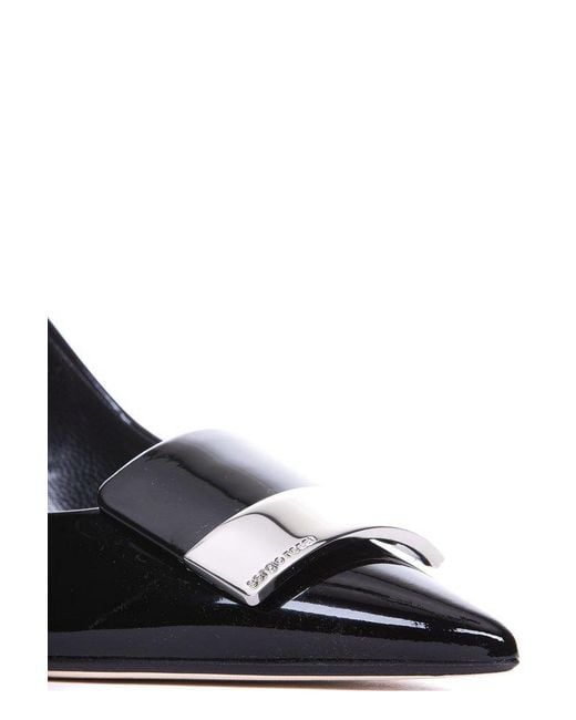 Sergio Rossi Black Sr1 Logo Plaque Pointed-toe Pumps