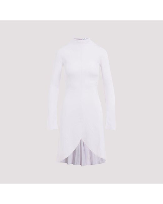 Courreges White High Neck Crepe Jersey Dress