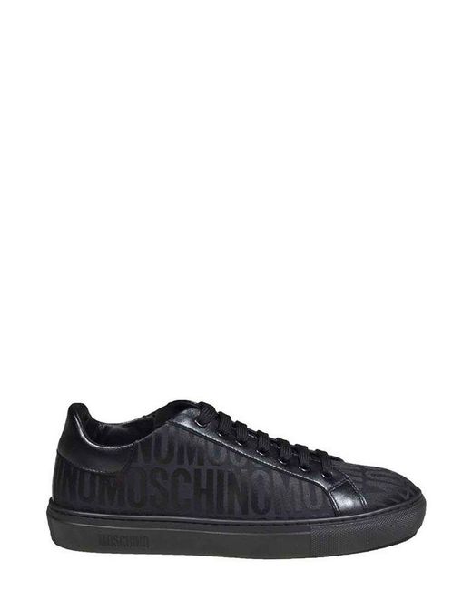 Moschino Black All-over Monogram Jacquard Lace-up Sneakers for men