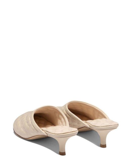 Burberry Natural Embroidered Quilted Slip-on Mules
