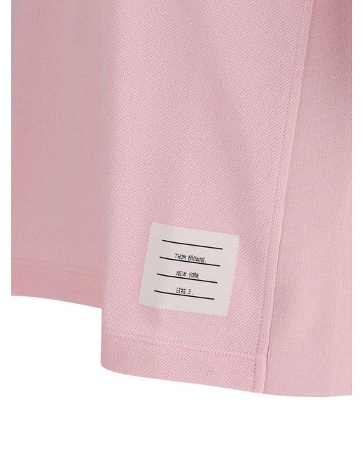 Tシャツ・カットソー THOM BROWNE Men Tops MJT295A 06452680 PINK Thom Browne three-stripe T-shirt | Pink | FARFETCH
