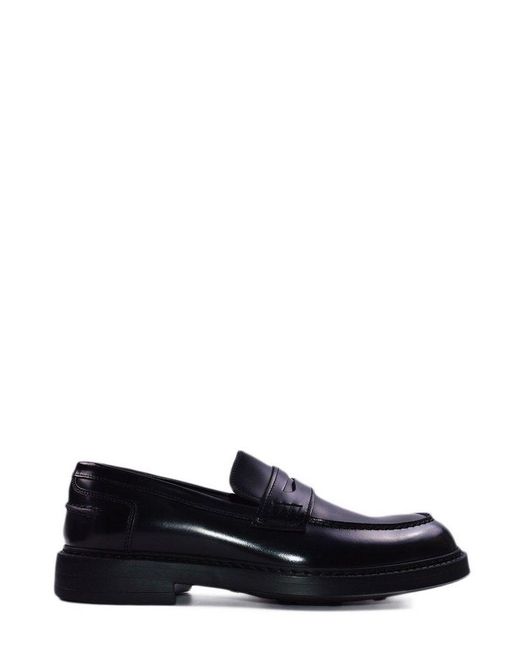 Doucal's Black High-shine Slip-on Loafers for men