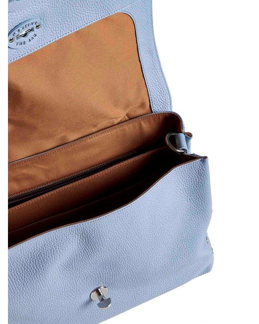 Zanellato Blue Postina Daily Twist-lock Medium Tote Bag