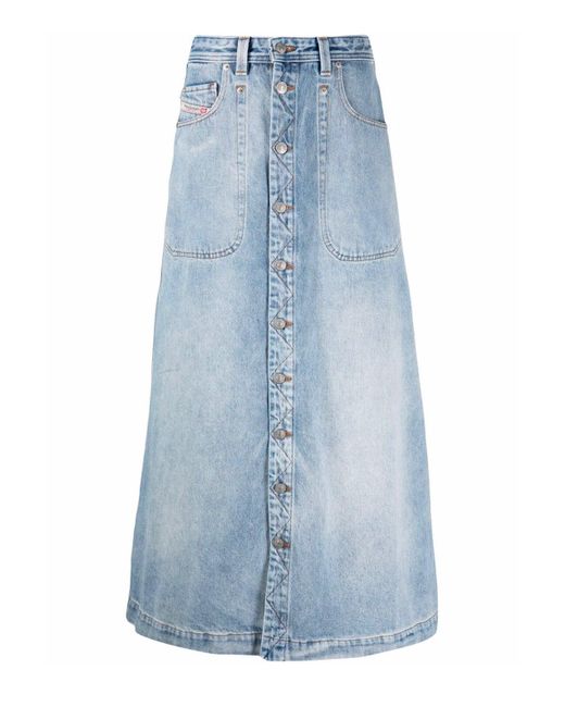 DIESEL Cotton De-albus-l Midi Skirt in Blue - Lyst