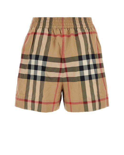 Burberry Brown Vintage Check-pattern Elasticated Waistband Shorts