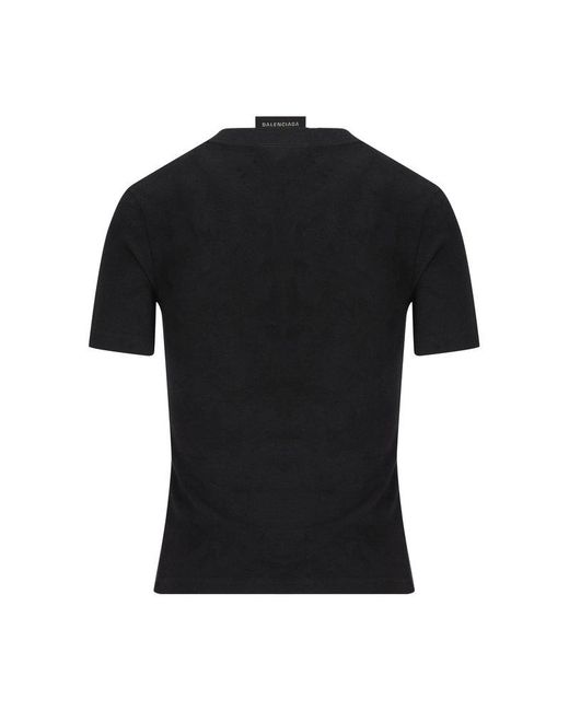 Balenciaga Black Paris By Day Tight Short-sleeved T-shirt