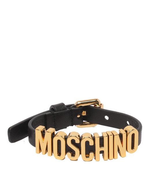 Moschino Logo Lettering Buckled Bracelet in Black | Lyst